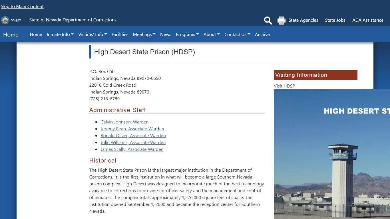 HDSP_Faciltiy - Nevada Department of Corrections