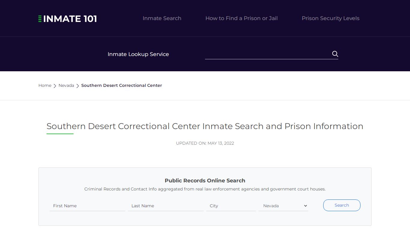 Southern Desert Correctional Center Inmate Search ...